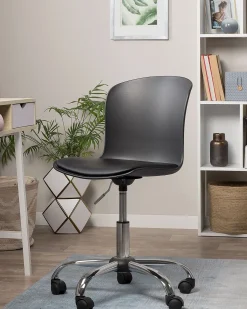 Cadeira De Escritorio Em Pele Sintetica Preta Vamo