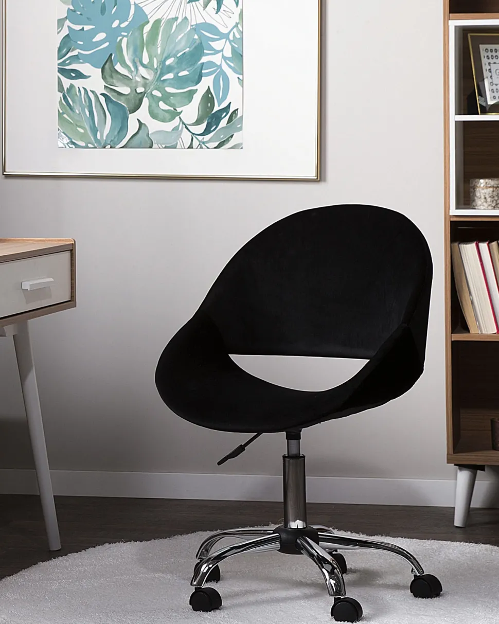 Cadeira De Escritorio Em Veludo Preto Selma