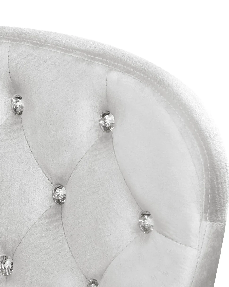 Cadeira De Escritorio Em Veludo Cinzento Claro Com Cristais Princess