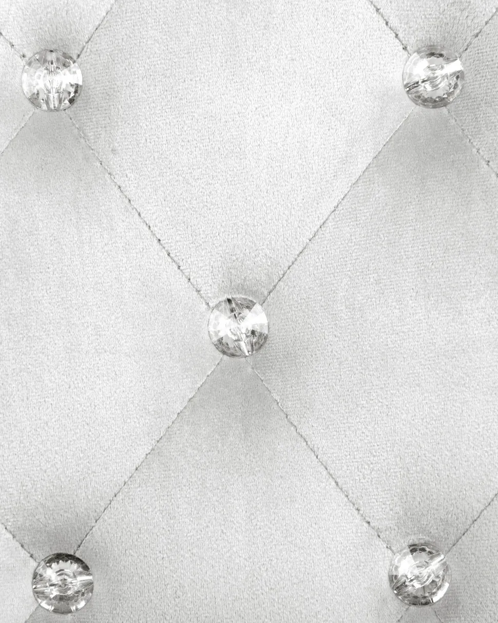 Cadeira De Escritorio Em Veludo Cinzento Claro Com Cristais Princess