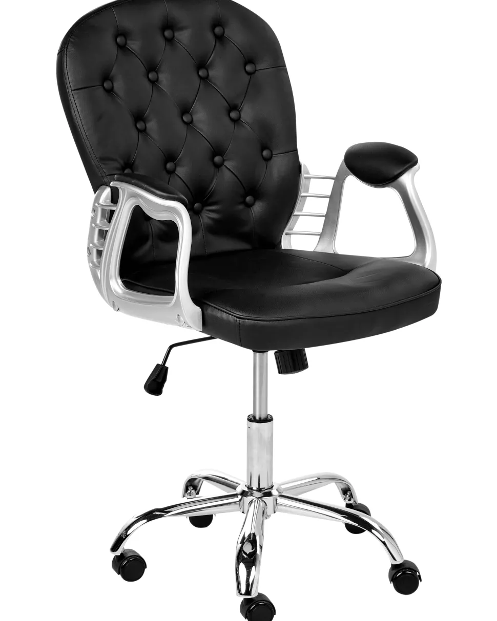 Cadeira De Escritorio Em Pele Sintetica Preta Princess
