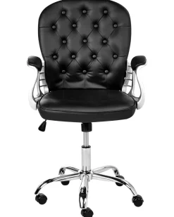 Cadeira De Escritorio Em Pele Sintetica Preta Princess