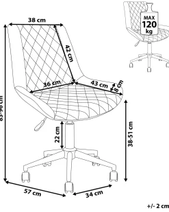 Cadeira De Escritorio Em Pele Sintetica Cinzenta Maribel
