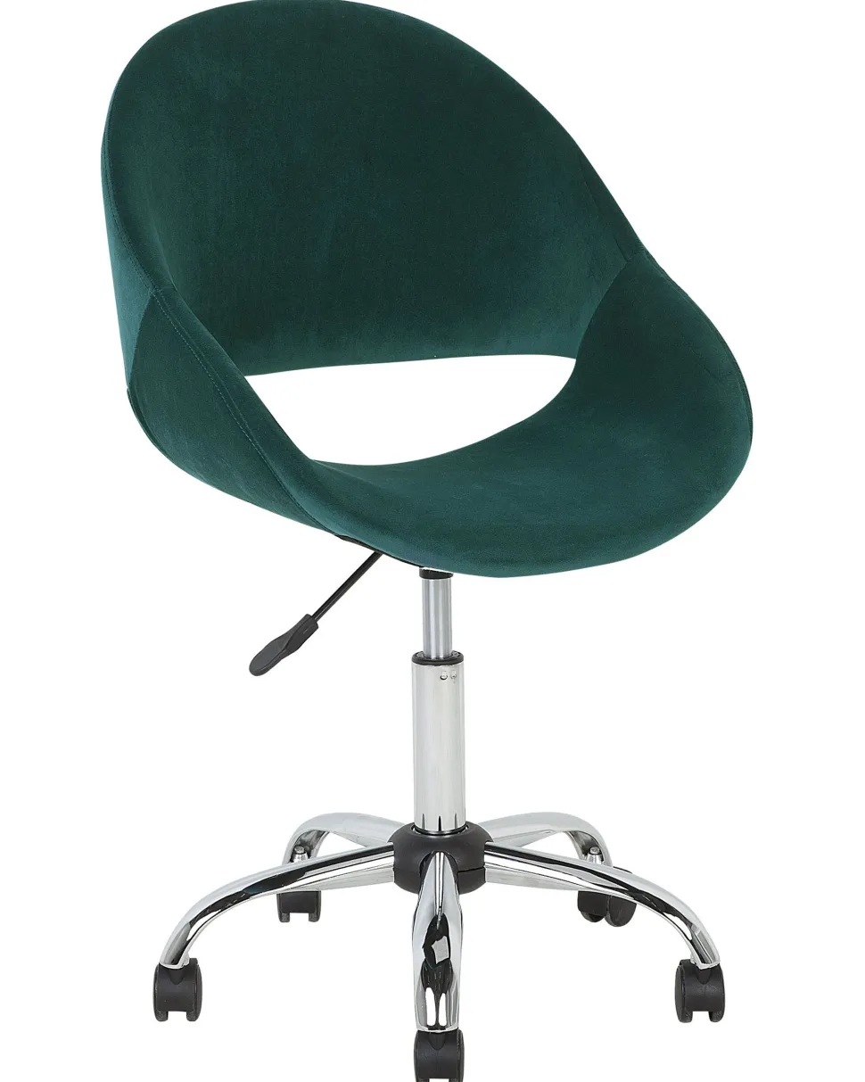 Cadeira De Escritorio Em Veludo Verde Esmeralda Selma