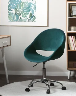 Cadeira De Escritorio Em Veludo Verde Esmeralda Selma