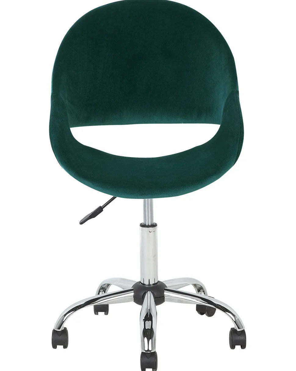 Cadeira De Escritorio Em Veludo Verde Esmeralda Selma