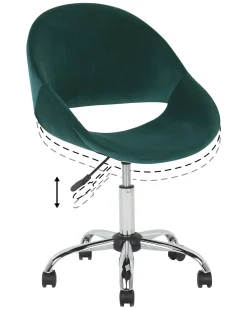 Cadeira De Escritorio Em Veludo Verde Esmeralda Selma