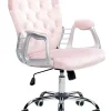 Cadeira De Escritorio Em Veludo Rosa Princess