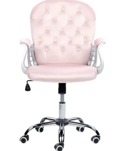 Cadeira De Escritorio Em Veludo Rosa Princess