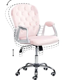 Cadeira De Escritorio Em Veludo Rosa Princess
