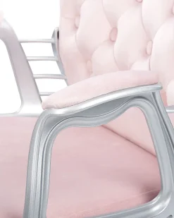 Cadeira De Escritorio Em Veludo Rosa Princess