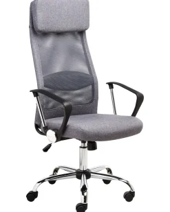 Cadeira De Escritorio Em Pele Sintetica Cinzenta Escura Pioneer