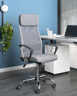 Cadeira De Escritorio Em Pele Sintetica Cinzenta Escura Pioneer