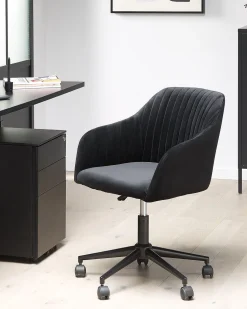 Cadeira De Escritorio Em Veludo Preto Venice