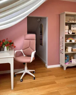 Cadeira De Escritorio Rosa E Branca Delight