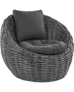 Cadeira De Jardim Em Rattan Preto Lerici