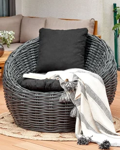 Cadeira De Jardim Em Rattan Preto Lerici