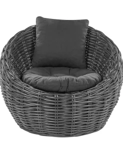 Cadeira De Jardim Em Rattan Preto Lerici