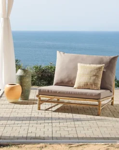 Cadeira Em Bambu Claro E Taupe Todi