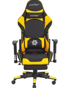 Cadeira Gaming Em Pele Sintetica Amarela E Preta Victory