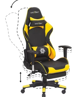 Cadeira Gaming Em Pele Sintetica Amarela E Preta Victory