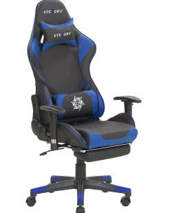 Cadeira Gaming Em Pele Sintetica Azul E Preta Victory