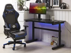 Cadeira Gaming Em Pele Sintetica Azul E Preta Victory