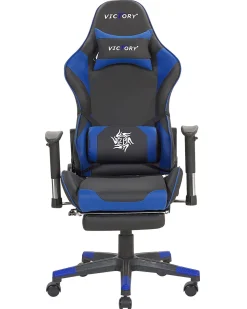 Cadeira Gaming Em Pele Sintetica Azul E Preta Victory