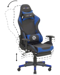 Cadeira Gaming Em Pele Sintetica Azul E Preta Victory