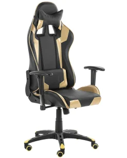 Cadeira Gaming Preta E Dourada Knight