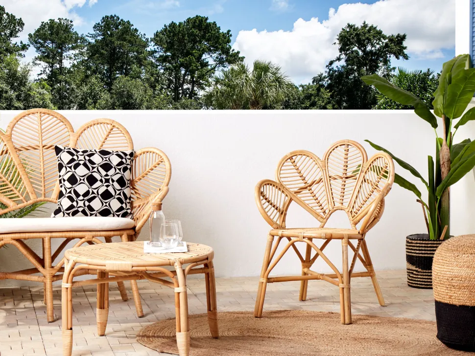 Cadeira Pavao Em Rattan De Cor Natural 88 Cm Florentine Ii