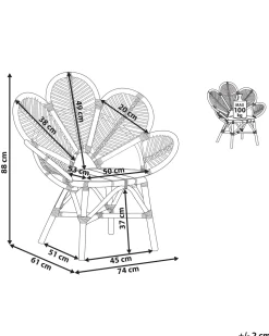 Cadeira Pavao Em Rattan De Cor Natural 88 Cm Florentine Ii