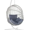 Cadeira Suspensa Com Suporte Em Rattan Branco E Cinzento Acri