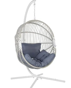 Cadeira Suspensa Com Suporte Em Rattan Branco E Cinzento Acri