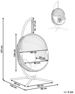 Cadeira Suspensa Com Suporte Em Rattan Branco E Cinzento Acri