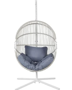 Cadeira Suspensa Com Suporte Em Rattan Branco E Cinzento Acri