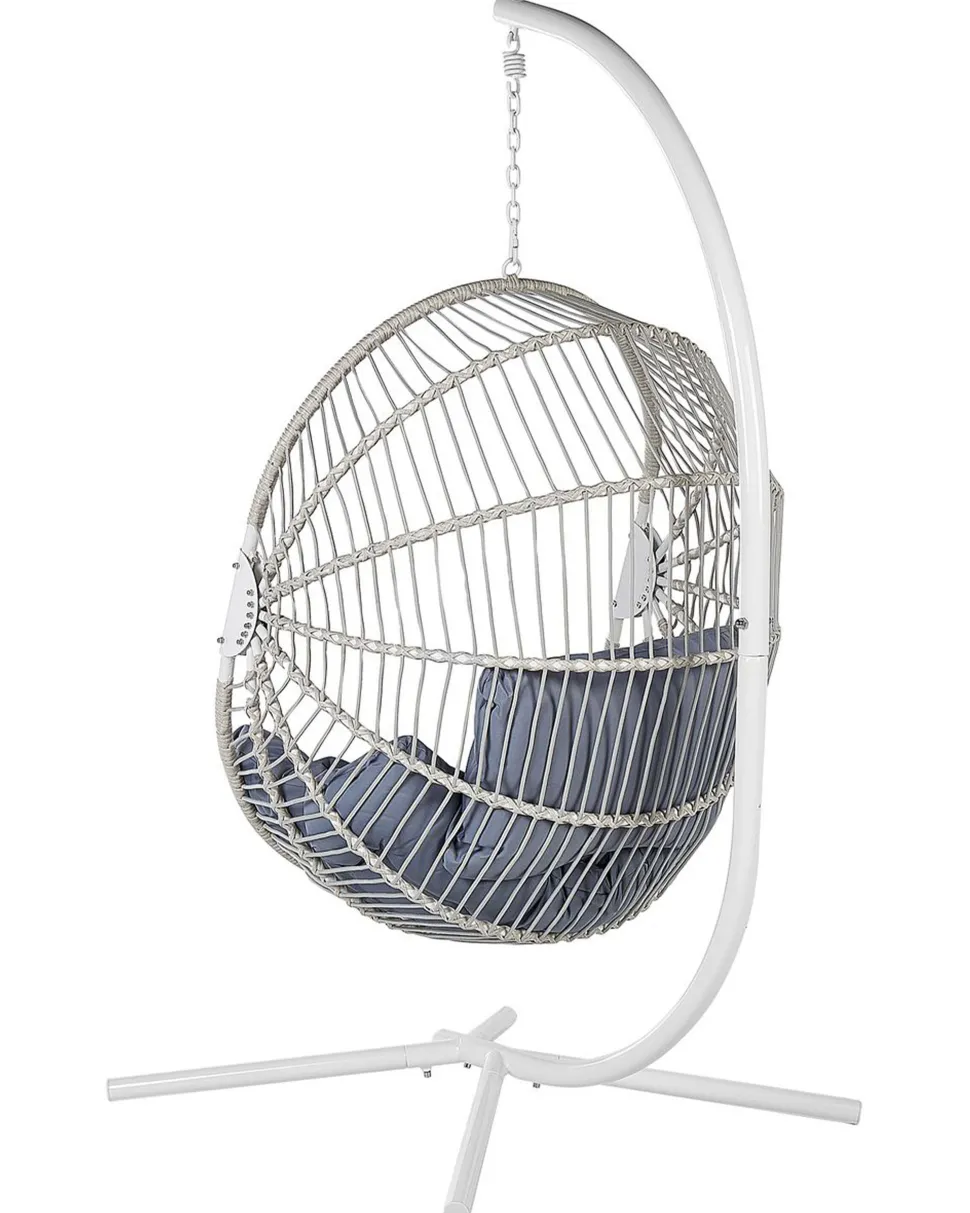 Cadeira Suspensa Com Suporte Em Rattan Branco E Cinzento Acri