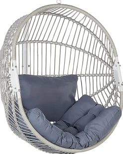 Cadeira Suspensa Com Suporte Em Rattan Branco E Cinzento Acri