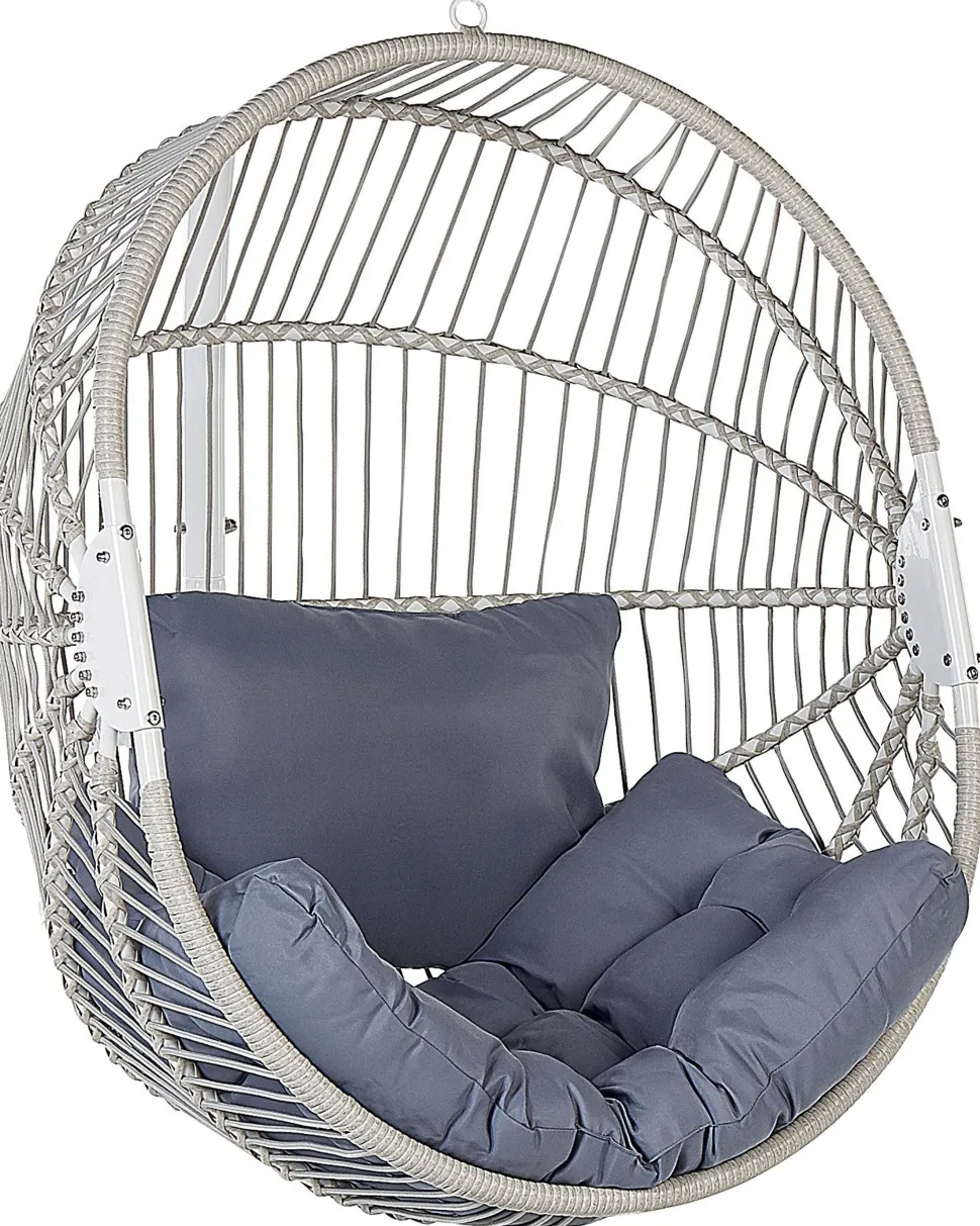Cadeira Suspensa Com Suporte Em Rattan Branco E Cinzento Acri