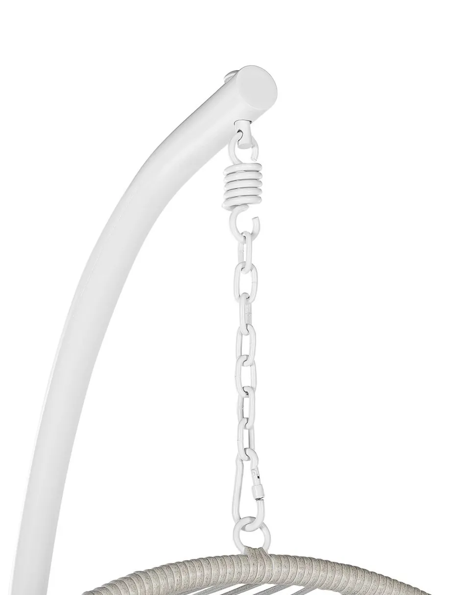 Cadeira Suspensa Com Suporte Em Rattan Branco E Cinzento Acri
