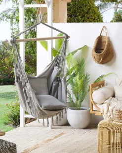 Cadeira Suspensa Em Algodao Cinzento Claro Bonea