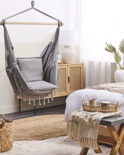 Cadeira Suspensa Em Algodao Cinzento Claro Bonea