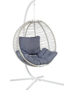 Cadeira Suspensa Em Metal E Corda Branca Com Suporte Arco