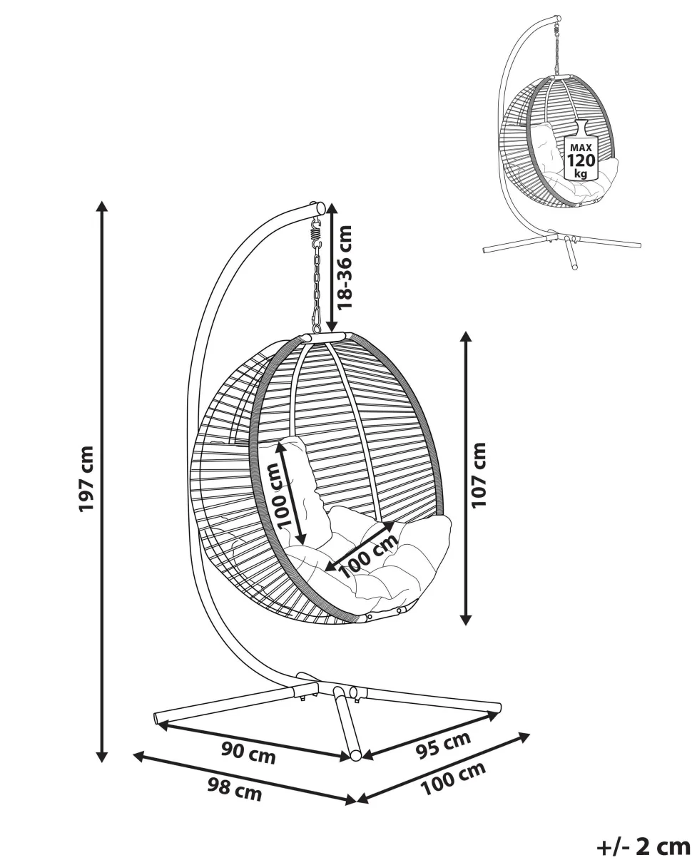 Cadeira Suspensa Em Metal E Corda Branca Com Suporte Arco