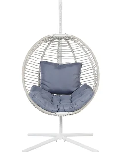 Cadeira Suspensa Em Metal E Corda Branca Com Suporte Arco