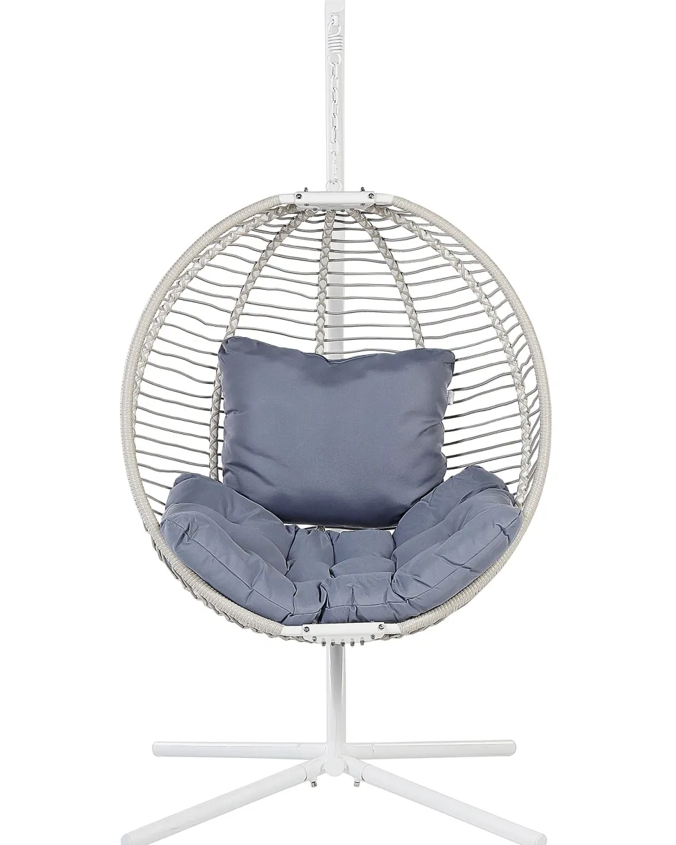 Cadeira Suspensa Em Metal E Corda Branca Com Suporte Arco