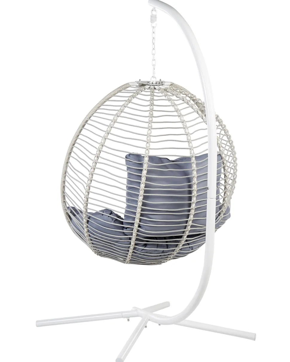 Cadeira Suspensa Em Metal E Corda Branca Com Suporte Arco