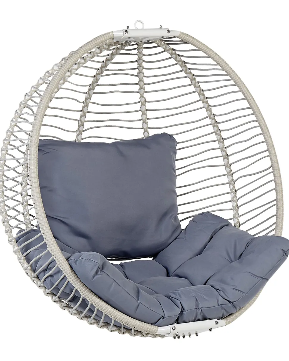 Cadeira Suspensa Em Metal E Corda Branca Com Suporte Arco