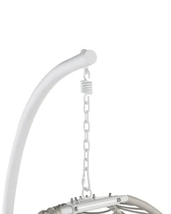 Cadeira Suspensa Em Metal E Corda Branca Com Suporte Arco