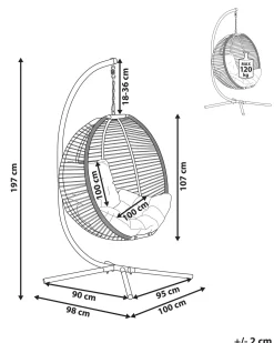 Cadeira Suspensa Em Metal E Corda Creme Com Suporte Arco